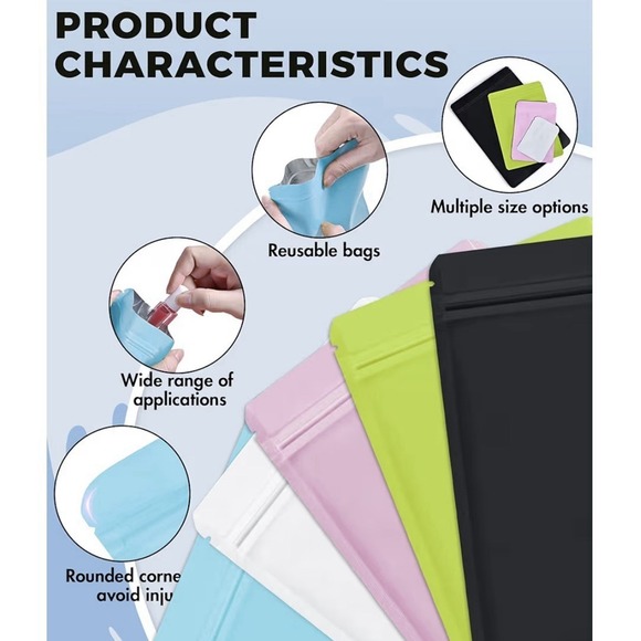 Fireky Blue Proof Bags 100pk 5.5" X8.6"Food Storage Resealable Bags - Picture 6 of 9